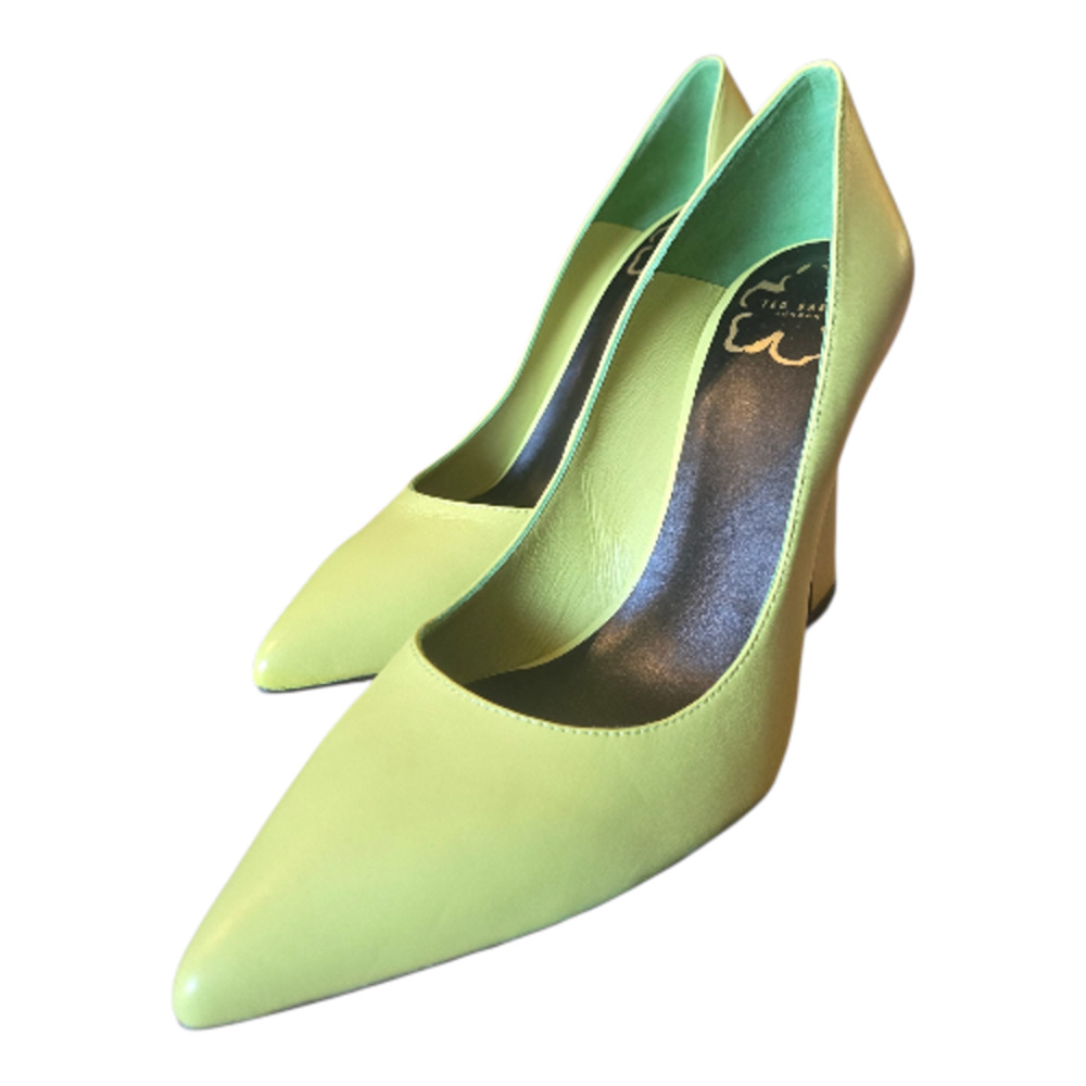 Ted Baker London Teyma Green Leather Court Pump Block Heel 37 - Picture 3 of 8